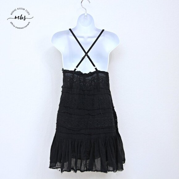 Free People Shailee Lace Slip‎ Mini Dress Black Women M - Picture 3 of 12